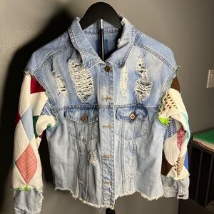 Patchwork Denim Jacket up cycled